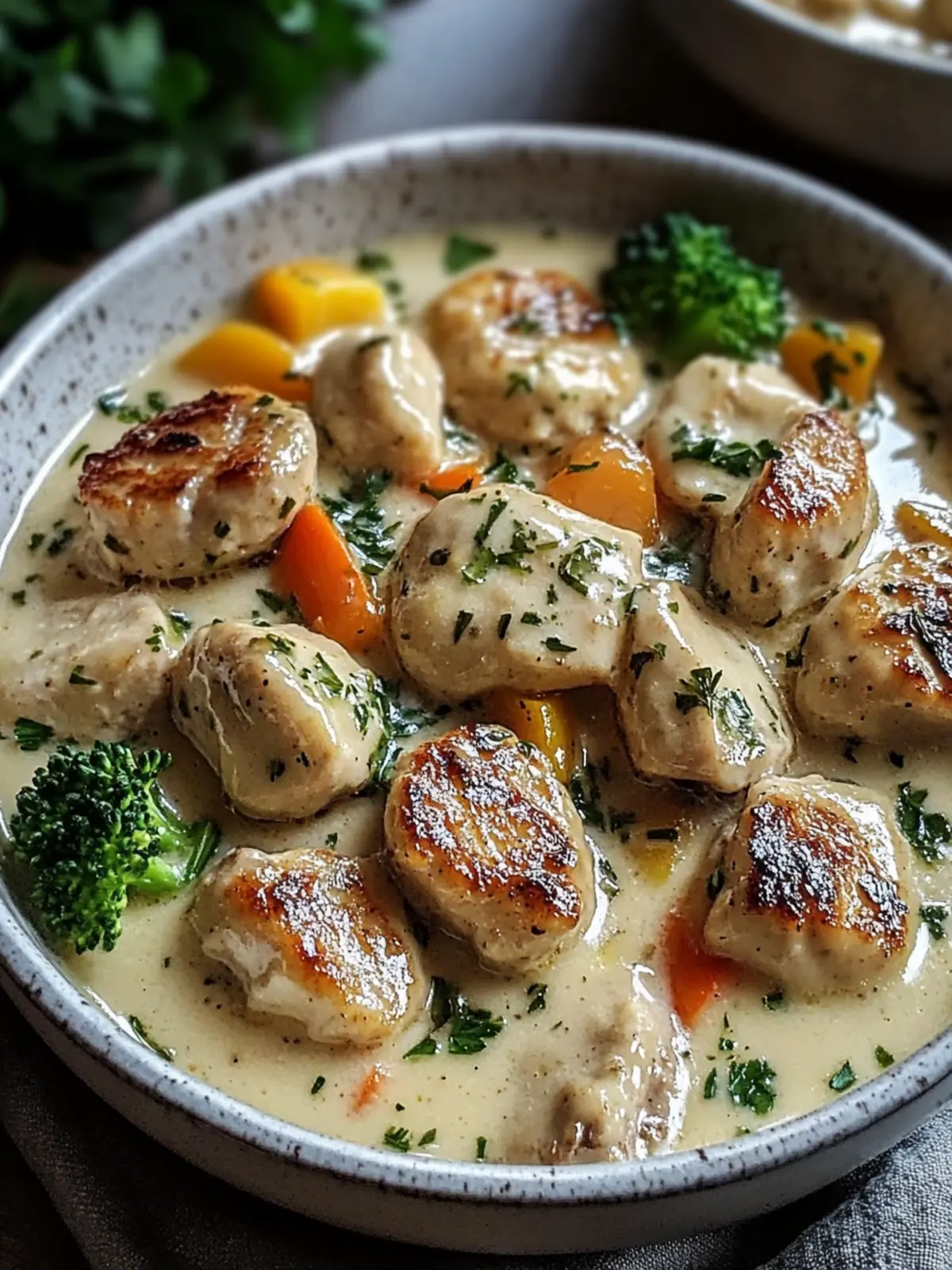 Herzhafte Slow Cooker cremige Knoblauch-Hähnchen mit Gemüse 3 Herzhafte Slow Cooker cremige Knoblauch-Hähnchen