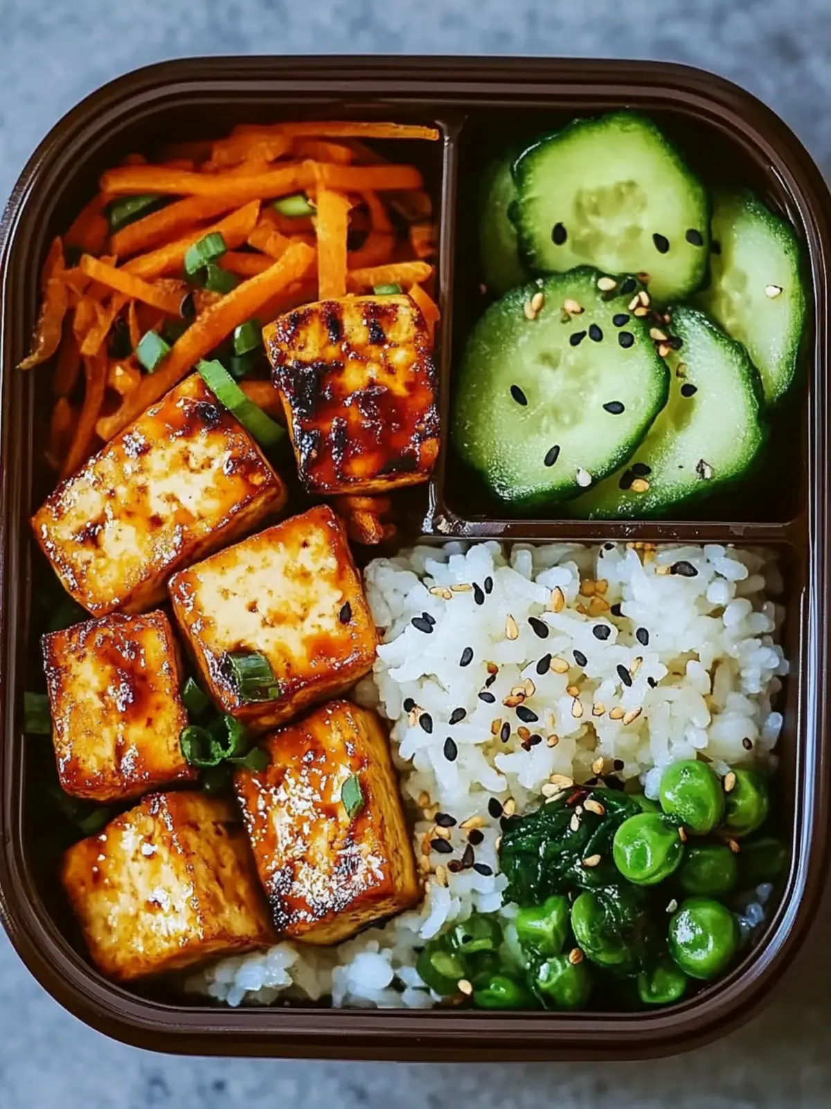 Vegane Tofu Teriyaki Bento Box für genussvolle Mittagsmomente 3 Vegane Tofu-Teriyaki-Bento-Box