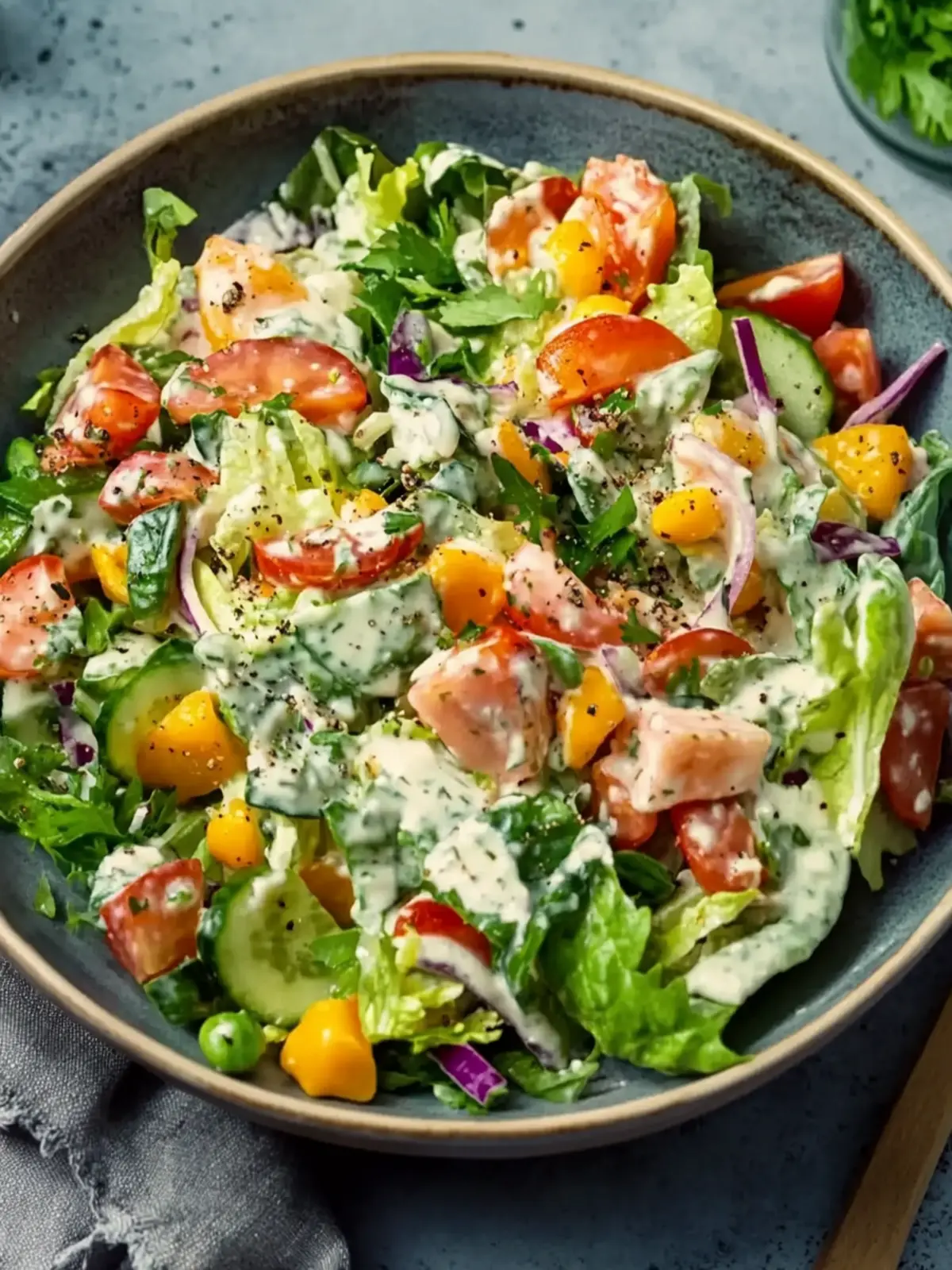 Über Nacht Salat mit cremigem Dressing – Frisch und Einfach Genießen 3 Über Nacht Salat mit cremigem Dressing