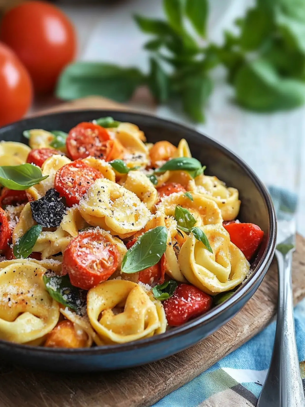 Geröstete rote Paprika und Parmesan Tortellini Salat für den Sommer 3 Geröstete rote Paprika und Parmesan Tortellini Salat