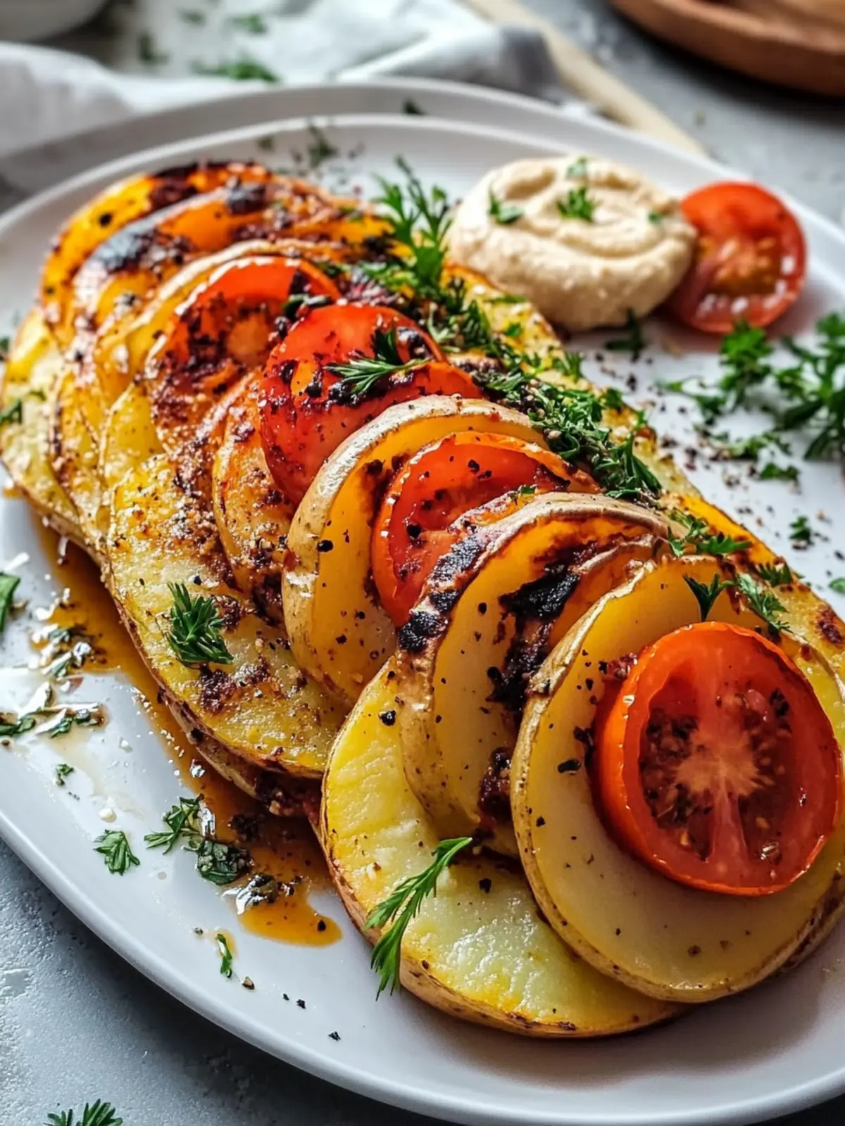 Kartoffel-Schawarma mit Tomaten-Hummus: Lecker und gesund genießen 4 Kartoffel-Schawarma mit Tomaten-Hummus