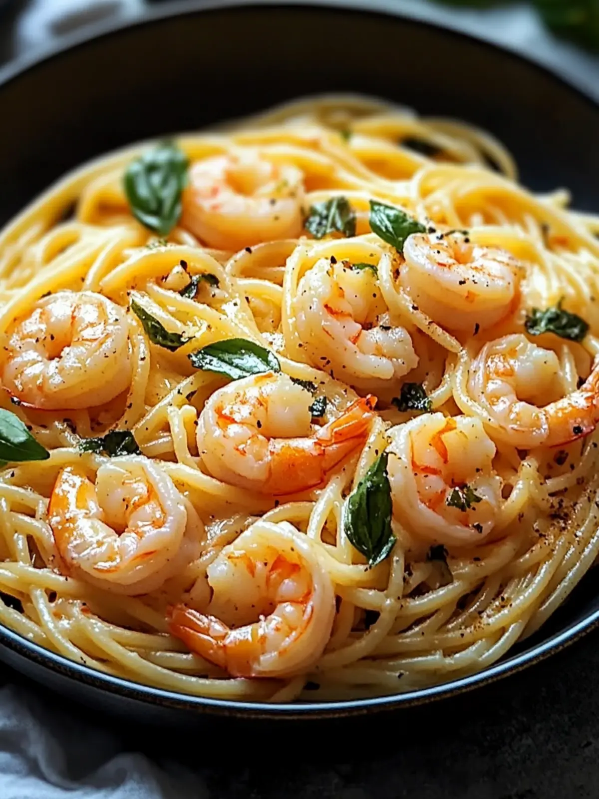 Cremige Spaghetti mit Garnelen in Frischkäsesoße für Genuss 2 Spaghetti mit Garnelen in Frischkäsesoße