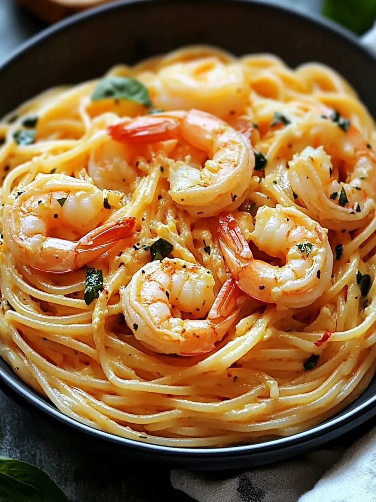 Cremige Spaghetti mit Garnelen in Frischkäsesoße für Genuss 4 Spaghetti mit Garnelen in Frischkäsesoße