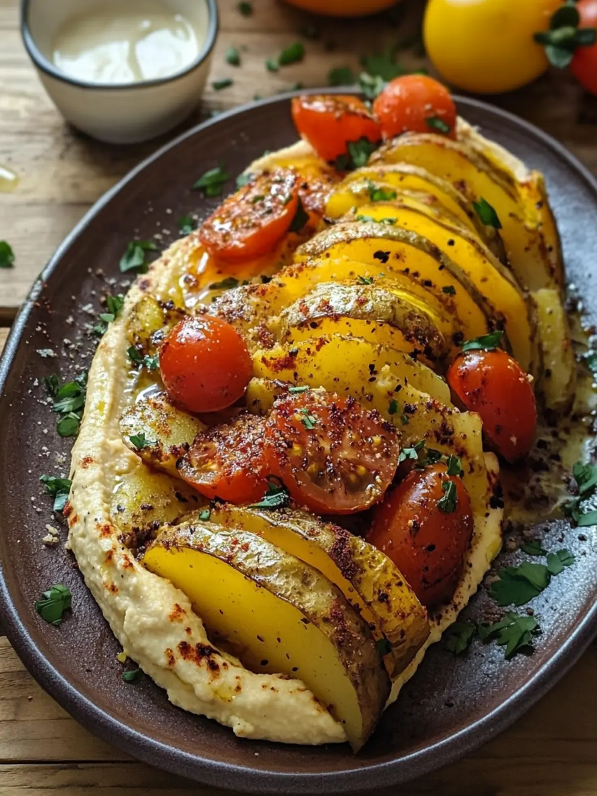 Kartoffel-Schawarma mit Tomaten-Hummus: Lecker und gesund genießen 3 Kartoffel-Schawarma mit Tomaten-Hummus
