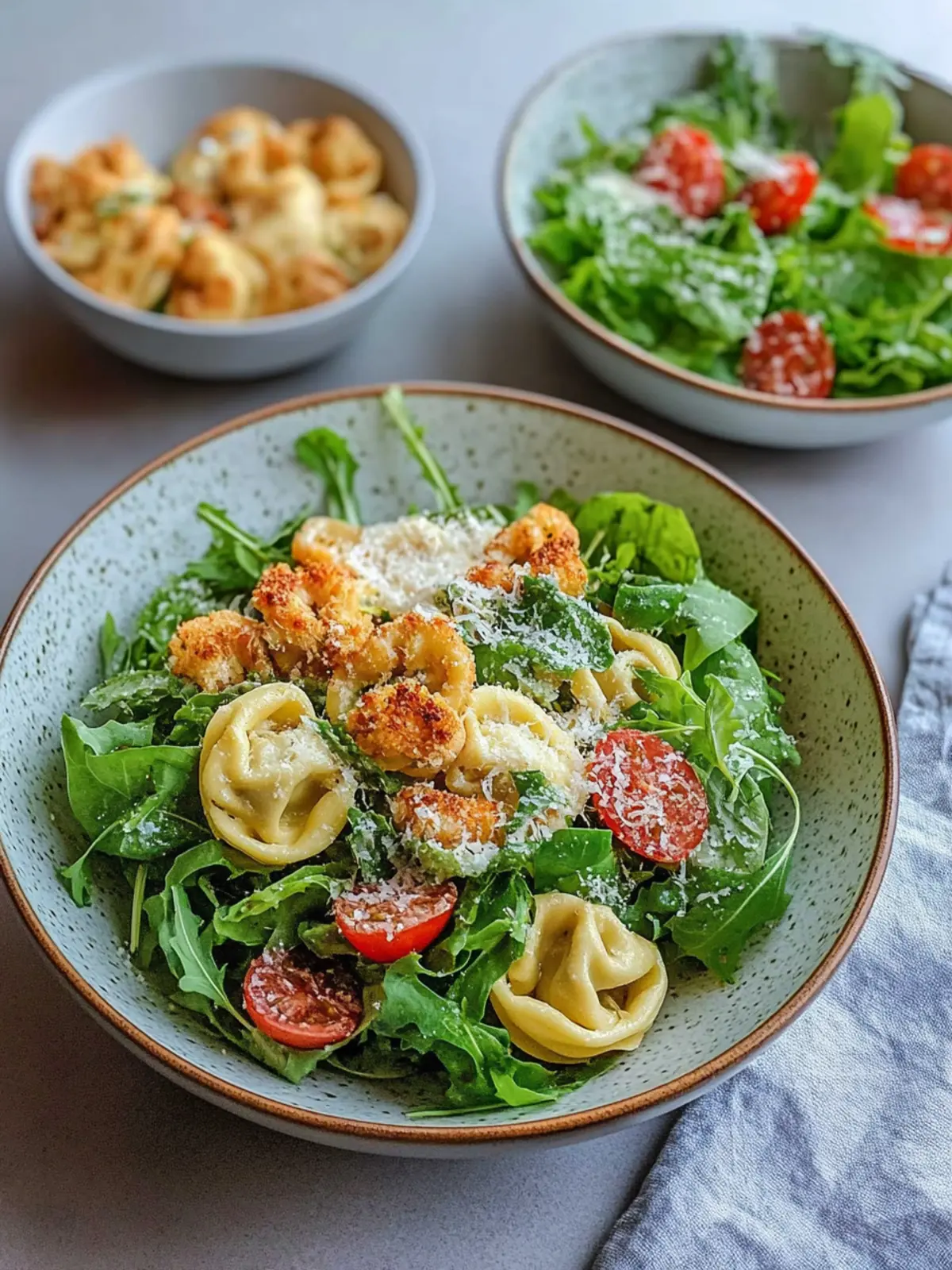Cremiger Parmesan-Dressing auf crunchy Tortellini-Salat für den Sommer 3 Cremiger Parmesan-Dressing auf crunchy Tortellini-Salat
