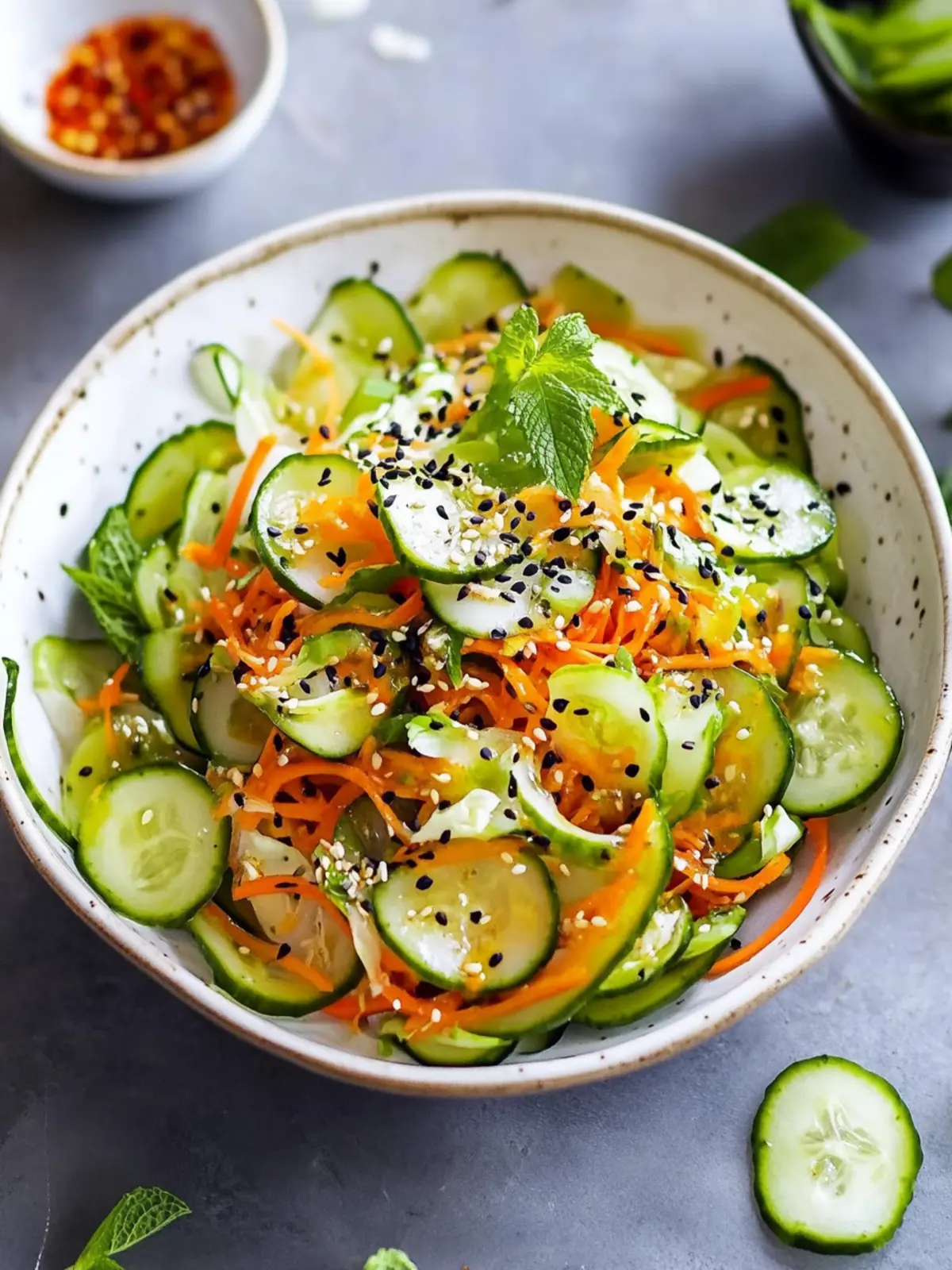Frischer Asiatischer Gurkensalat mit süß-saurer Soße 2 Asiatischer Gurkensalat