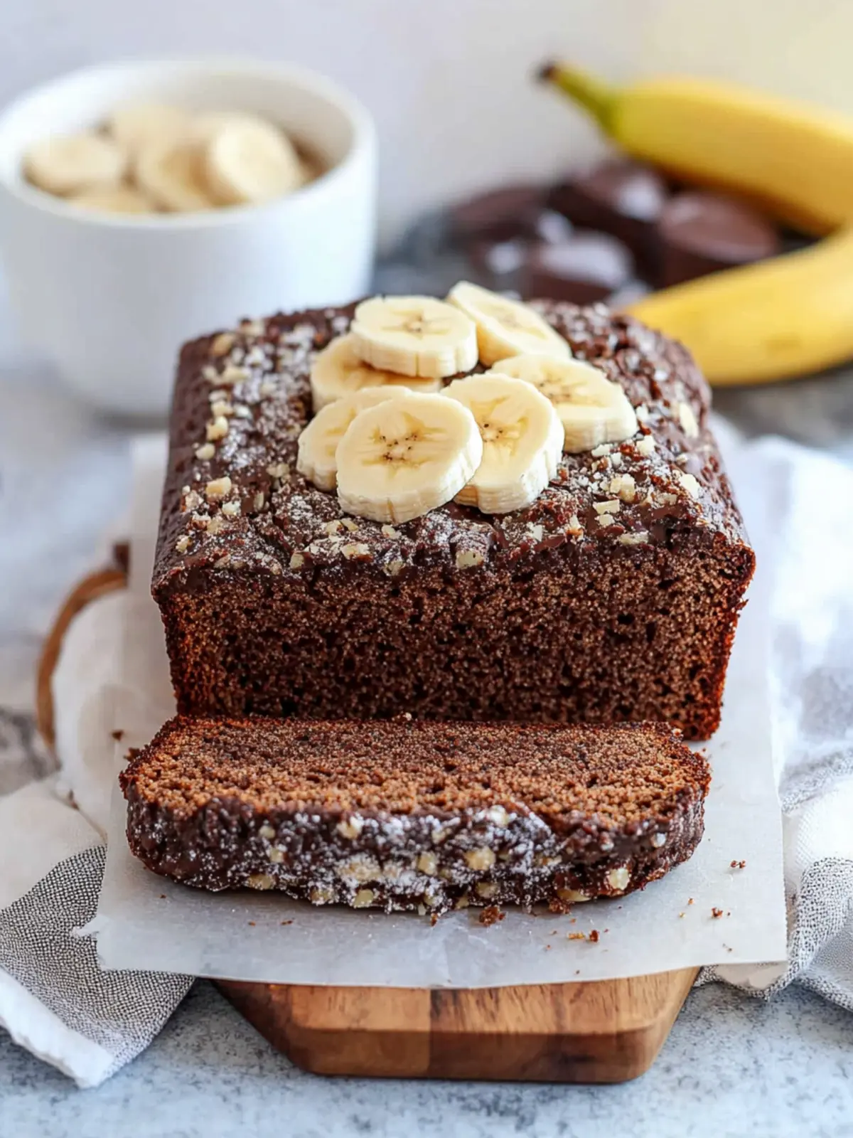 Saftiges Schokoladenstückchen Bananenbrot für Genießer 2 Schokoladenstückchen Bananenbrot
