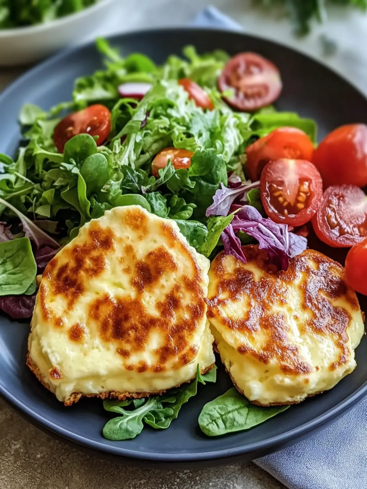 Verführerische Low Carb Schinken-Mozzarella-Pfannkuchen mit Salat 3 Low Carb Schinken-Mozzarella-Pfannkuchen mit Salat