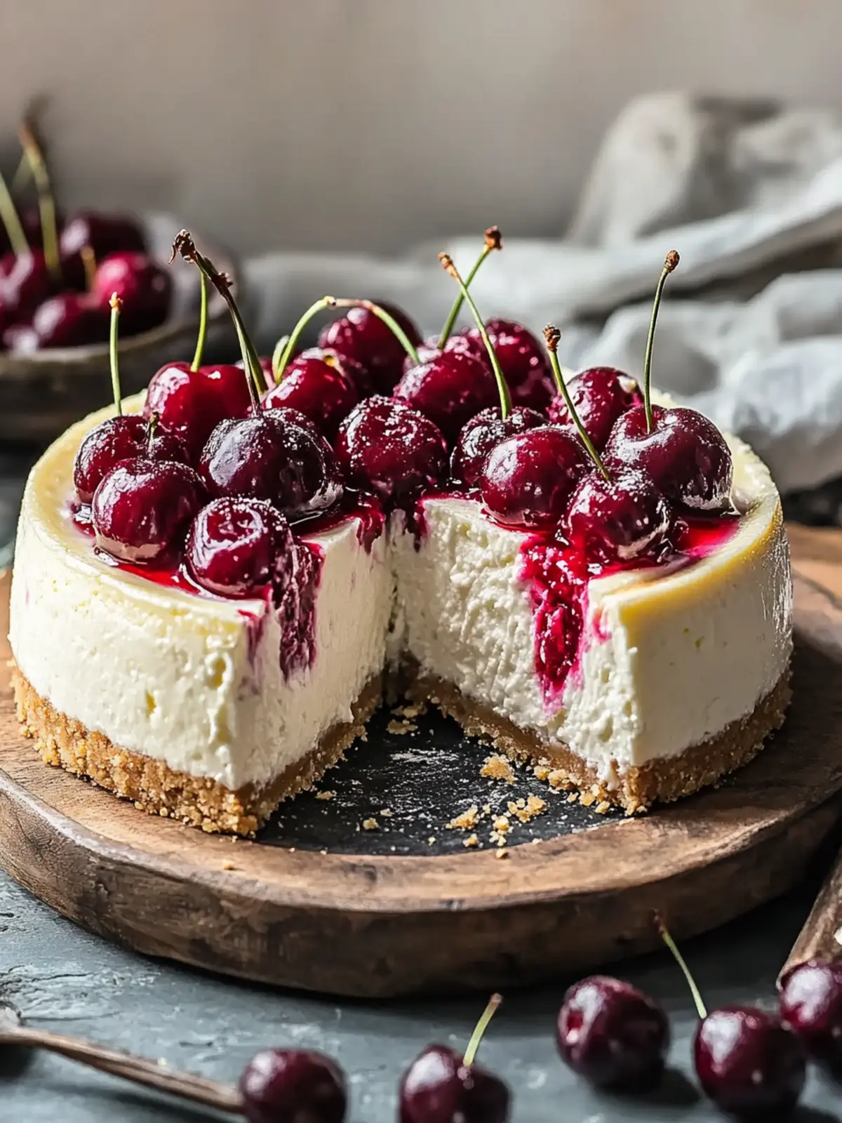 Cremiger Käsekuchen mit Kirschen: Ein Genuss für die Seele 4 Creamy cheesecake with cherries