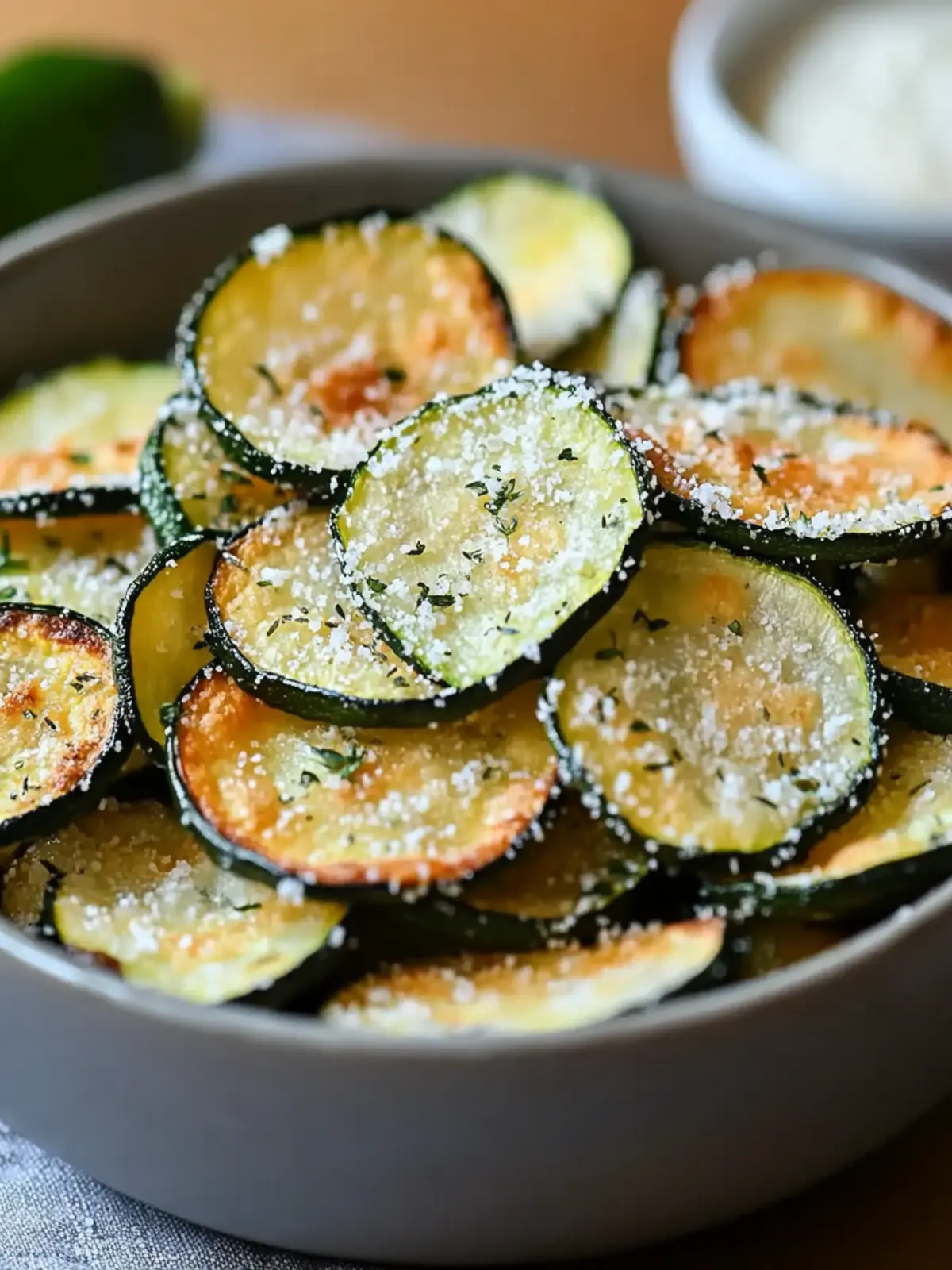 Knusprige Keto Parmesan Zucchini Chips für den perfekten Snack 4 Knusprige Keto Parmesan Zucchini Chips Knuspriger Snack