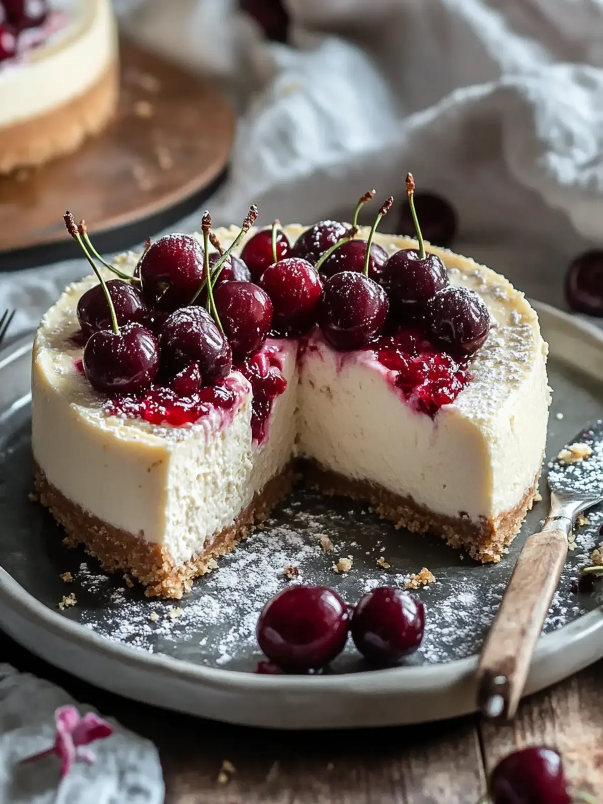 Cremiger Käsekuchen mit Kirschen: Ein Genuss für die Seele 2 Creamy cheesecake with cherries