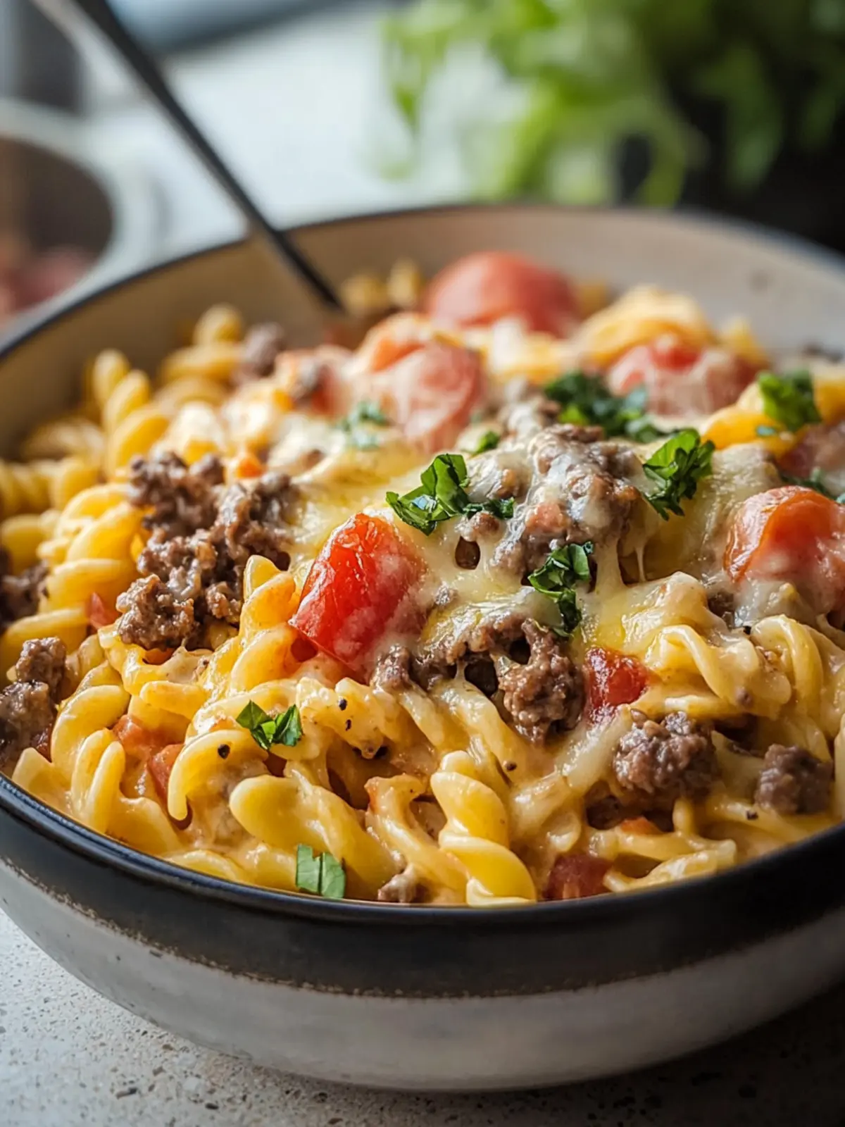 Cremige Cheeseburger-Pasta für schnellen Genuss Zuhause 4 Cremige Cheeseburger-Pasta